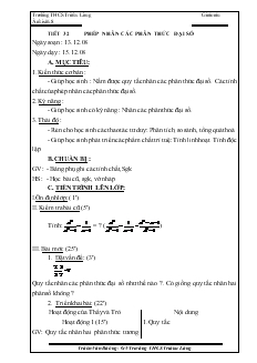 Giáo án Đại số lớp 8 Tiết 32 Phép nhân các phân thức đại số