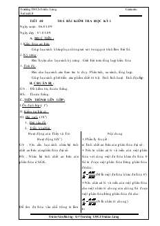 Giáo án Đại số lớp 8 Tiết 40 Trả bài kiểm tra học kỳ I