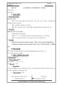 Giáo án Đại số lớp 8 Tiết 41 Bài 1 Mở đầu về phương trình