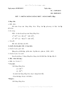 Giáo án Đại số lớp 8 Tiết 7 Những hằng đẳng thức đáng nhớ (tiếp)