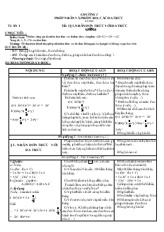 Giáo án Đại số lớp 8 từ tuần 1 đến tuần 10