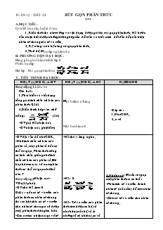 Giáo án Đại số lớp 8 Tuần 12Tiết 24 Rút gọn phân thức