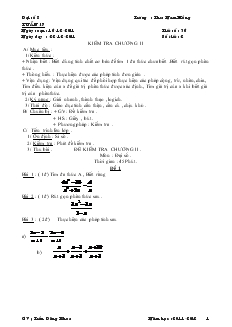 Giáo án Đại số lớp 8 Tuần 17 Tiết 36 Kiểm tra chương II