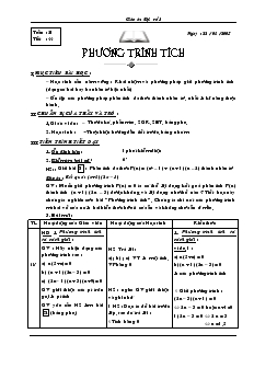 Giáo án Đại số lớp 8 Tuần 21 Tiết 44 Phương trình tích