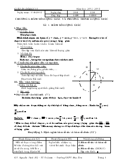 Giáo án Đại số và giải tích 11 năm học 2012 - 2013