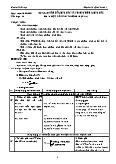 Giáo án Đại số và Giải tích 11 - Tiết dạy: 14 - Bài 3: Một số phương trình lượng giác thường gặp (tiếp)