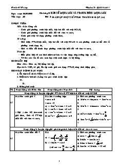 Giáo án Đại số và Giải tích 11 - Tiết dạy: 18 - Bài 3: Bài tập một số phương trình lượng giác thường gặp (tiếp)