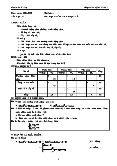 Giáo án Đại số và Giải tích 11 - Tiết dạy: 47 - Bài dạy: Kiểm tra học kì 1