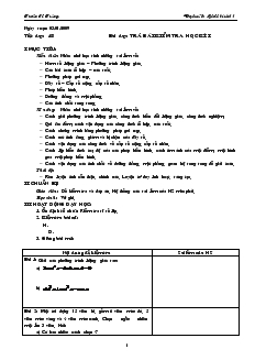 Giáo án Đại số và Giải tích 11 - Tiết dạy: 48 - Bài dạy: Trả bài kiểm tra học kì I