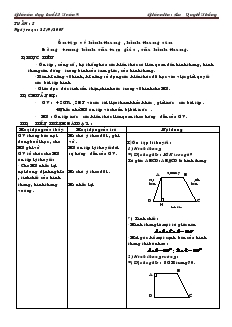 Giáo án dạy buổi 2 Toán 8 - Ôn tập về hình thang, hình thang cân Đường trung bình của tam giác, của hình thang