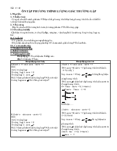 Giáo án dạy tăng cường lớp 11 học kỳ I - Tiết 13, 14: Ôn tập phương trình lượng giác thường gặp