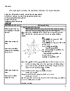 Giáo án dạy tăng cường lớp 11 học kỳ I - Tiết 27, 28: Ôn tập đại cương về đường thẳng và mặt phẳng