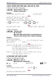 Giáo án Dạy thêm Toán 8 Năm học 2011 - 2012