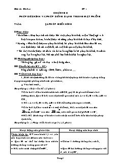 Giáo án Hinh học 11 - Chương I: Phép dời hình và phép đồng dạng trong mặt phẳng