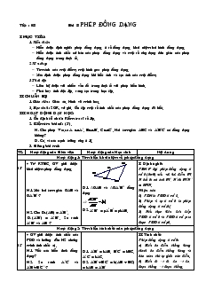 Giáo án Hình học 11 học kỳ I - Tiết 08 - Bài 8: Phép đồng dạng