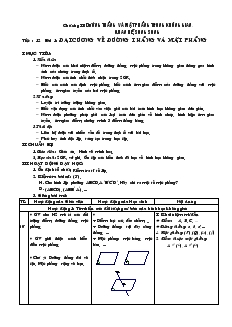 Giáo án Hình học 11 học kỳ I - Tiết 12 - Bài 1: Đại cương về đường thẳng và mặt phẳng