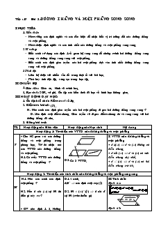 Giáo án Hình học 11 học kỳ I - Tiết: 17 - Bài 3: Đường thẳng và mặt phẳng song song