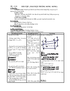 Giáo án Hình học 11 học kỳ I - Tiết 21, 22: Bài tập (hai mặt phằng song song)