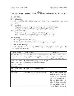 Giáo án Hình học 11 học kỳ II -  Tiết 28: Véctơ trong không gian - Sự đồng phẳng của các véctơ