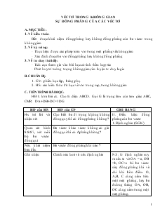 Giáo án Hình học 11 học kỳ II -  Tiết 32, 33: Véctơ trong không gian sự đồng phẳng của các véctơ