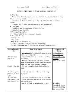 Giáo án Hình học 11 học kỳ II -  Tiết 39: Hai mặt phẳng vuông góc (tiết 2)