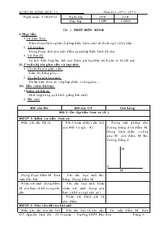 Giáo án Hình học 11 năm học 2012 - 2013