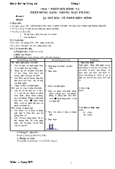 Giáo án Hình học 11 (nâng cao) - Chương I: Phép dời hình và phép đồng dạng trong mặt phẳng