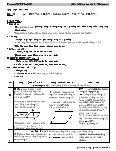 Giáo án Hình học 11 (nâng cao) - Tiết 20 - Bài 3: Đường thẳng song song với mặt phẳng - Trường THPT Võ Giữ