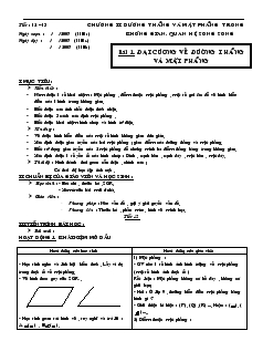 Giáo án Hình học 11 - Tiết 12, 13  - Bài 1: Đại cương về đường thẳng và mặt phẳng