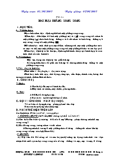 Giáo án Hình học 11 - Tiết 23: Hai mặt phẳng song song