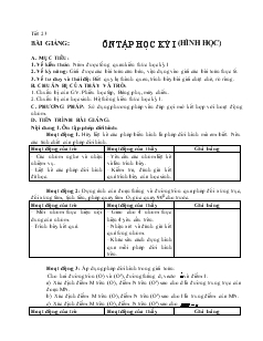 Giáo án Hình học 11 - Tiết 23: Ôn tập học kỳ I