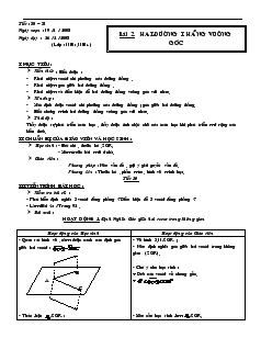 Giáo án Hình học 11 - Tiêt 30, 31 - Bài 2: Hai đường thẳng vuông góc
