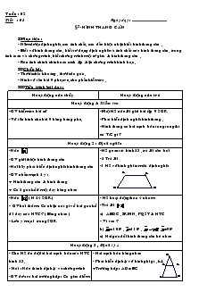 Giáo án Hình học 8 - Học kỳ I - Tuần 02 - Tiết 03: Hình thang cân