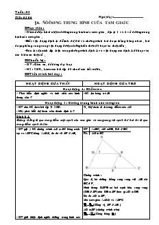 Giáo án Hình học 8 - Học kỳ I - Tuần 03 - Tiết: 05, 06: Đường trung bình của tam giác