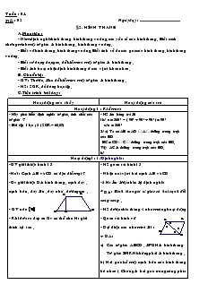 Giáo án Hình học 8 - Học kỳ I - Tuần 1 - Tiết 02: Hình thang