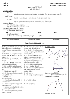 Giáo án Hình học 8 - Học kỳ I - Tuần 1 - Tiết 1 - Bài 1: Tứ giác