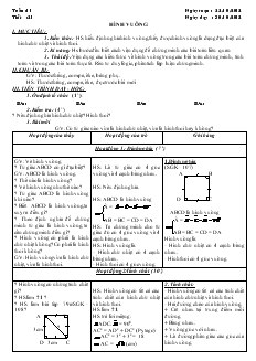 Giáo án Hình học 8 - Học kỳ I - Tuần 11 - Tiết 21: Hình vuông