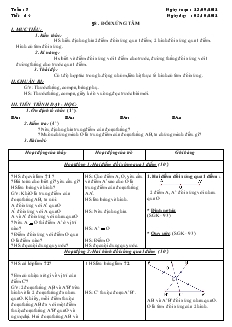 Giáo án Hình học 8 - Học kỳ I - Tuần 7 - Tiết:14 - Bài 8: Đối xứng tâm