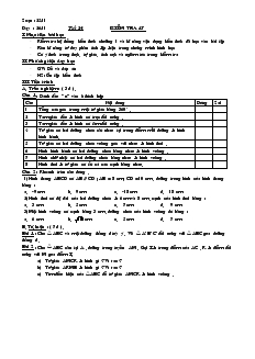 Giáo án Hình học 8 năm học 2004- 2005 Tiết 24 Kiểm tra 45 phút