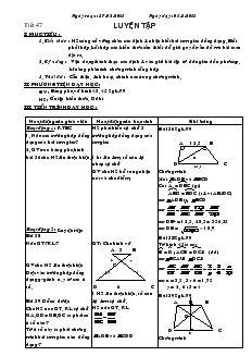 Giáo án Hình học 8 năm học 2010- 2011 Tiết 47 Luyện Tập