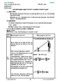 Giáo án Hình học 8 năm học 2010- 2011 Tiết 50 Ứng dụng thực tế của tam giác đồng dạng