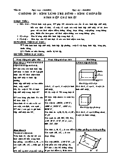 Giáo án Hình học 8 năm học 2010- 2011 Tiết 54 Hình hộp chữ nhật
