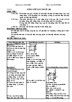Giáo án Hình học 8 năm học 2010- 2011 Tiết 55 Hình hộp chữ nhật (tiếp)