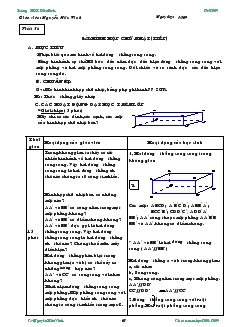 Giáo án Hình học 8 năm học 2010- 2011 Tiết 56 Hình hộp chữ nhật( tiếp)