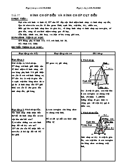 Giáo án Hình học 8 năm học 2010- 2011 Tiết 57 Hình chóp đều và hình chóp cụt đều