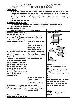 Giáo án Hình học 8 năm học 2010- 2011 Tiết 59 Hình lăng trụ đứng