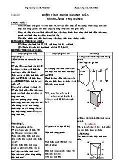 Giáo án Hình học 8 năm học 2010- 2011 Tiết 60 Diện tích xung quanh của hình lăng trụ đứng
