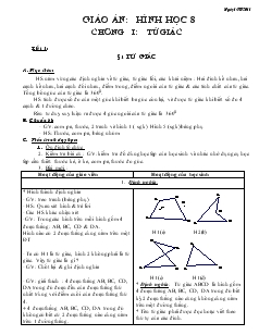 Giáo án Hình học 8 Tiết 1 Tứ Giác