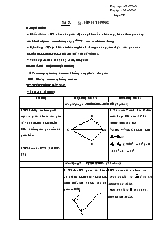 Giáo án Hình học 8 Tiết 2 Hình Thang