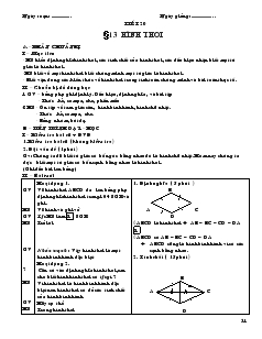 Giáo án Hình học 8 Tiết 20 Hình Thoi